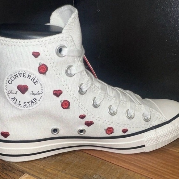 Women CONVERSE Valentines Day Chuck Taylor All Star Hi White Sneakers (A13650C) - Picture 2 of 6